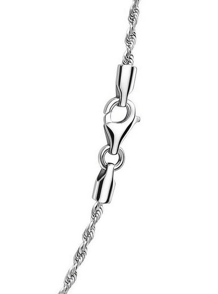 14k White Gold Solid Diamond Cut Rope Chain 1.5mm