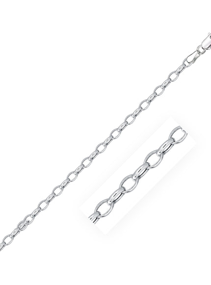 3.2mm 14k White Gold Oval Rolo Chain