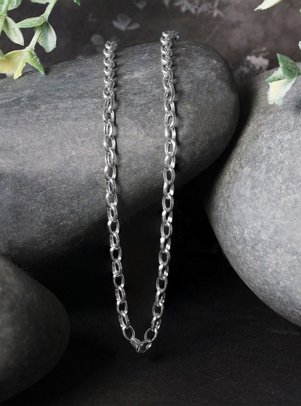 3.2mm 14k White Gold Oval Rolo Chain