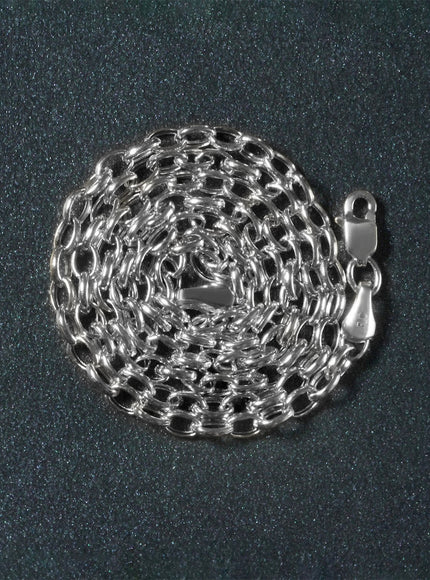 3.2mm 14k White Gold Oval Rolo Chain