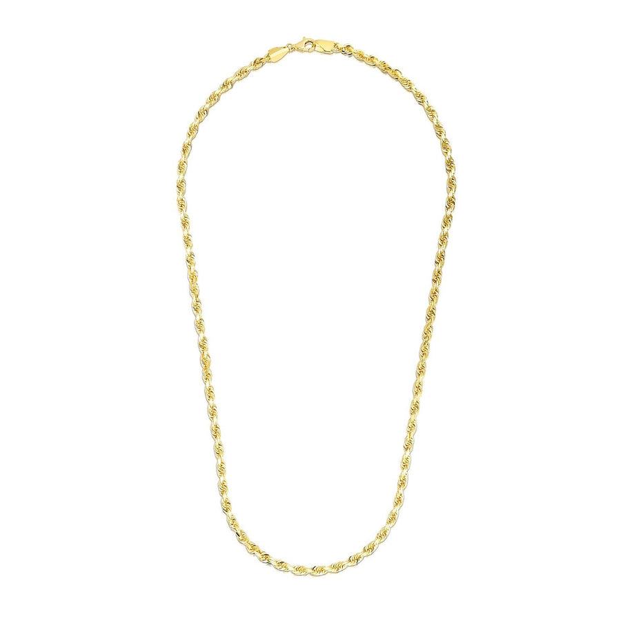 4.0mm 14k Yellow Gold Solid Diamond Cut Rope Chain