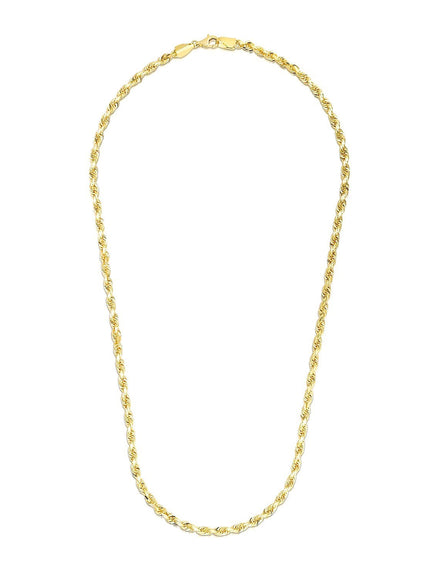 4.0mm 14k Yellow Gold Solid Diamond Cut Rope Chain