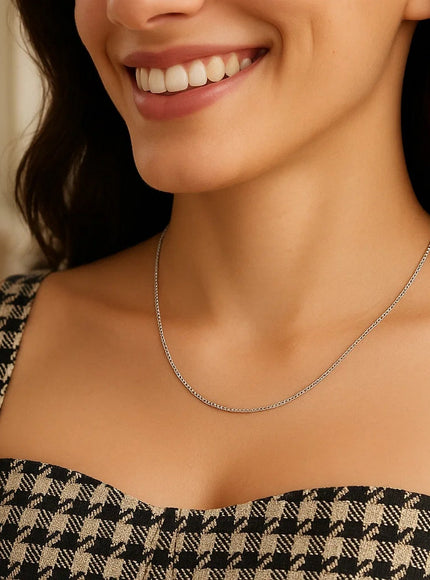 14k White Gold Gourmette Chain 1.0mm