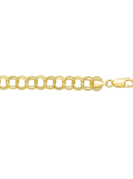9.0 mm 14k Yellow Gold Solid Double Link Charm Bracelet