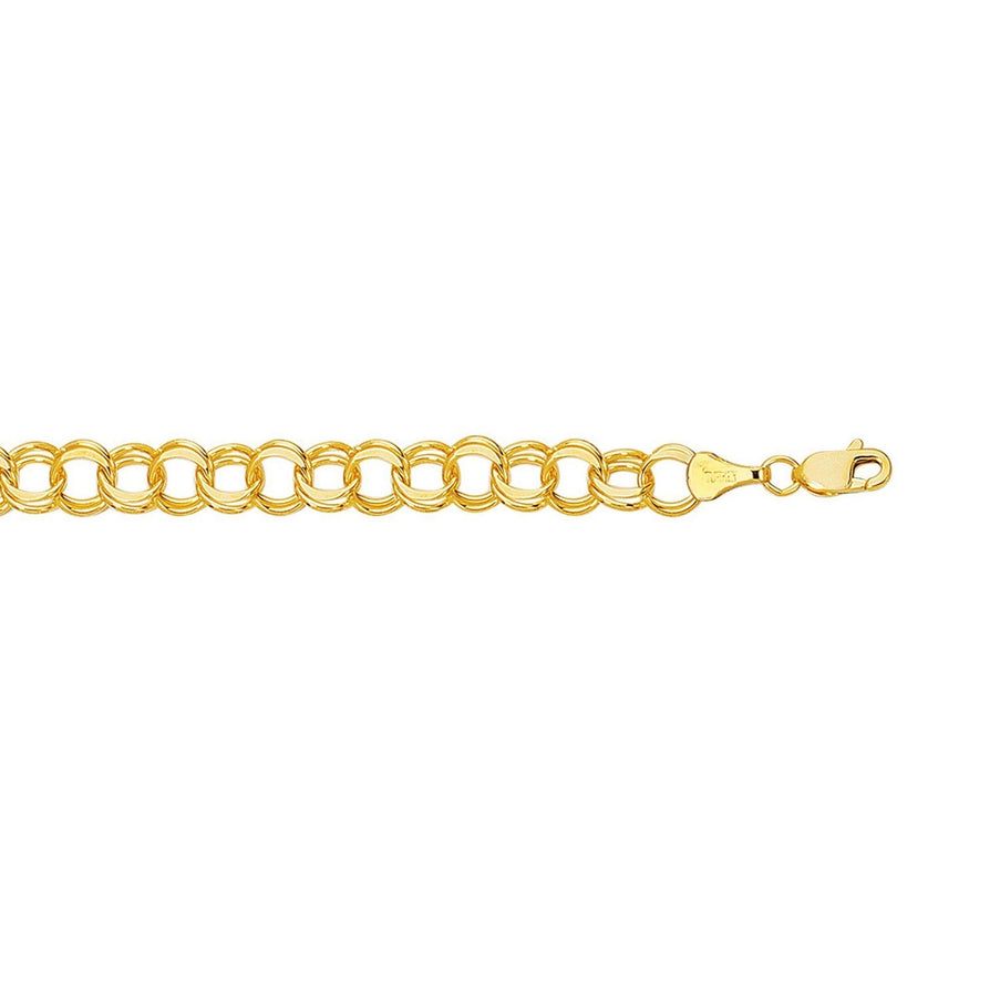 8.0 mm 14k Yellow Gold Solid Double Link Charm Bracelet