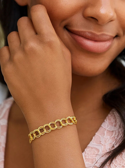 8.0 mm 14k Yellow Gold Solid Double Link Charm Bracelet