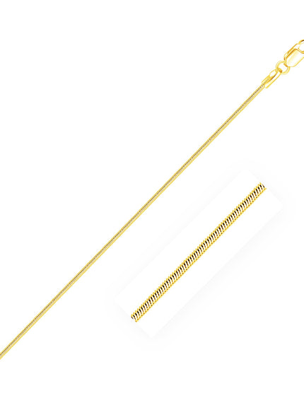 14k Yellow Gold Octagonal Shiny Snake Chain 0.8mm