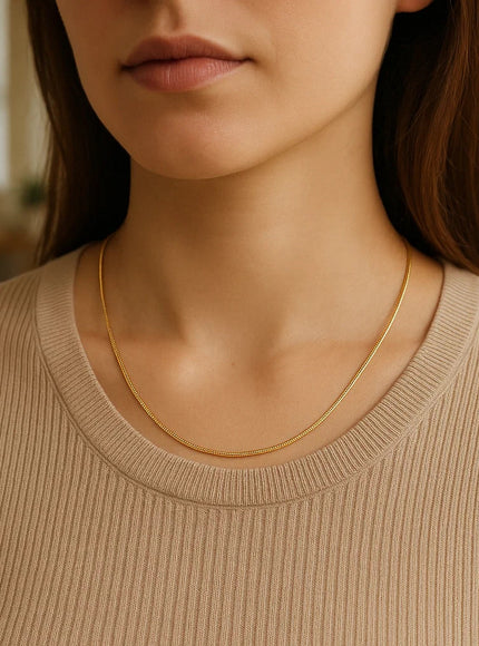 14k Yellow Gold Octagonal Shiny Snake Chain 0.8mm