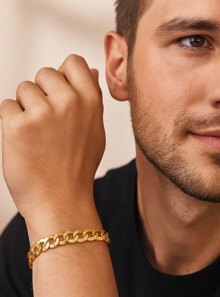 14k Yellow Gold Solid Curb Bracelet 10.0mm