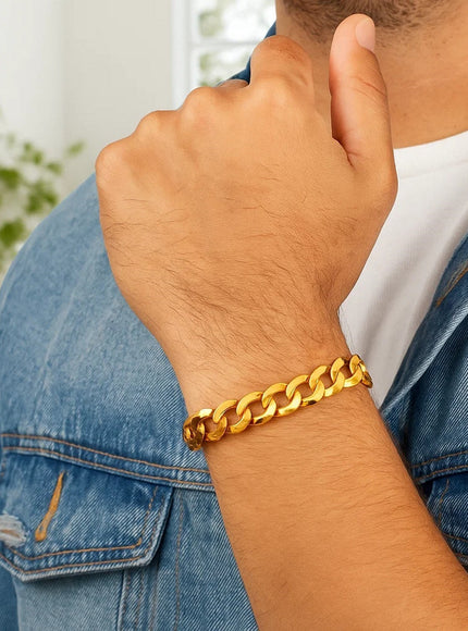 14k Yellow Gold Solid Curb Bracelet 10.0mm