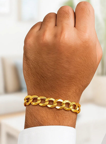 14k Yellow Gold Solid Curb Bracelet 10.0mm