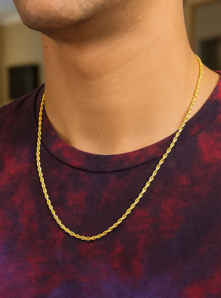 3.0mm 14k Yellow Gold Solid Rope Chain