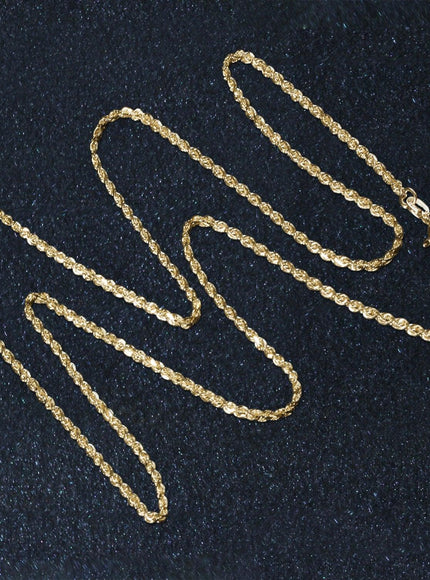 10k Yellow Gold Solid Diamond Cut Rope Chain 1.4mm - Ellie Belle