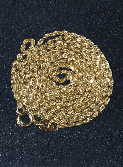 10k Yellow Gold Solid Diamond Cut Rope Chain 1.4mm - Ellie Belle