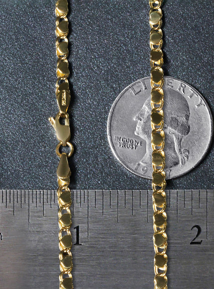 3.3mm 14k Yellow Gold Heart Chain