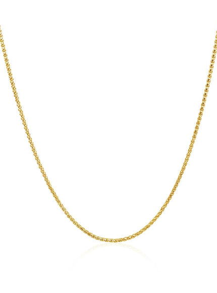 14k Yellow Gold Diamond Cut Round Wheat Chain 1.0mm