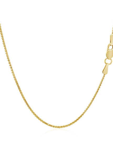 14k Yellow Gold Diamond Cut Round Wheat Chain 1.0mm