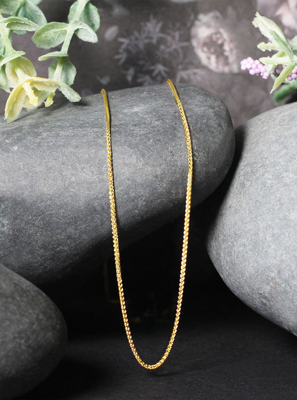 14k Yellow Gold Diamond Cut Round Wheat Chain 1.0mm