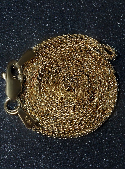 14k Yellow Gold Diamond Cut Round Wheat Chain 1.0mm