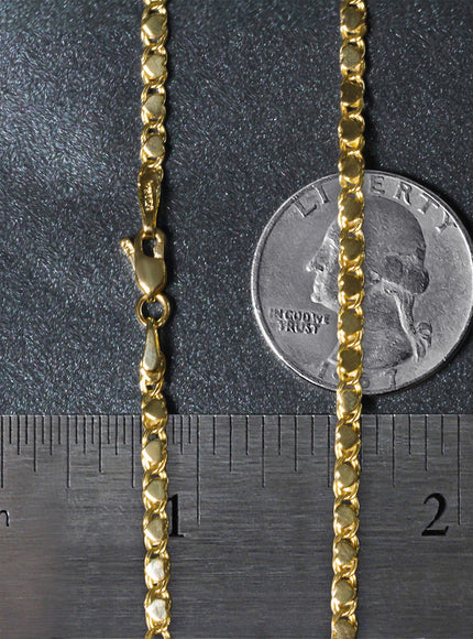 2.9mm 14k Yellow Gold Heart Chain