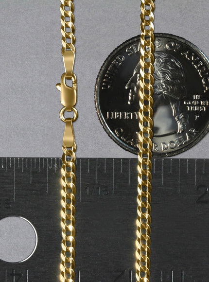 2.4mm 10k Yellow Gold Curb Chain