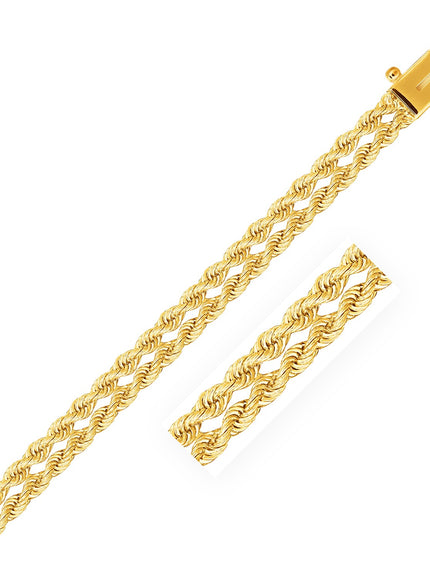 5.0 mm 14k Yellow Gold Dual Row Rope Bracelet