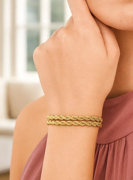 5.0 mm 14k Yellow Gold Dual Row Rope Bracelet