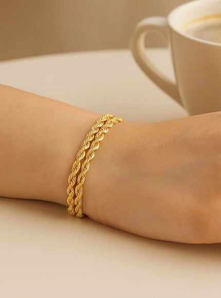 5.0 mm 14k Yellow Gold Dual Row Rope Bracelet