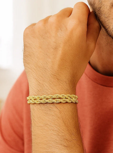 5.0 mm 14k Yellow Gold Dual Row Rope Bracelet