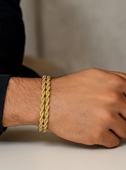 5.0 mm 14k Yellow Gold Dual Row Rope Bracelet