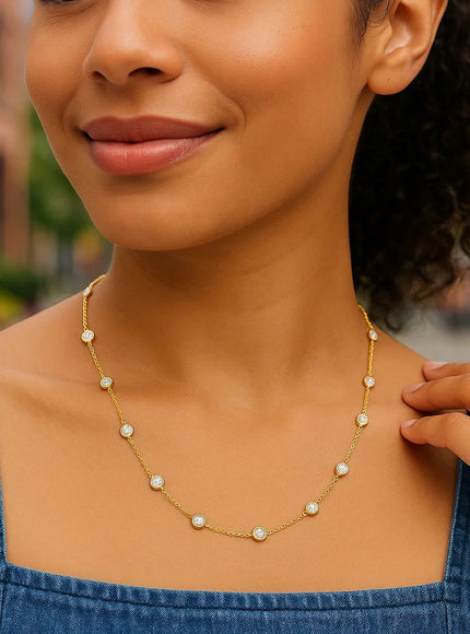 14k Yellow Gold CZ By the Yard Long Links