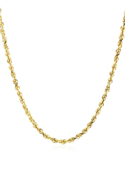 2.25mm 10k Yellow Gold Solid Diamond Cut Rope Chain