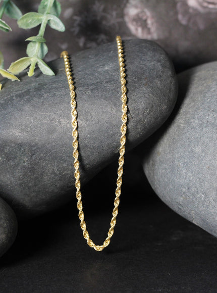 2.25mm 10k Yellow Gold Solid Diamond Cut Rope Chain