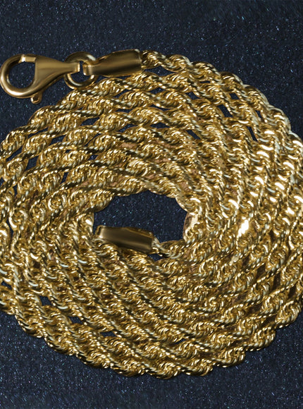 2.25mm 10k Yellow Gold Solid Diamond Cut Rope Chain