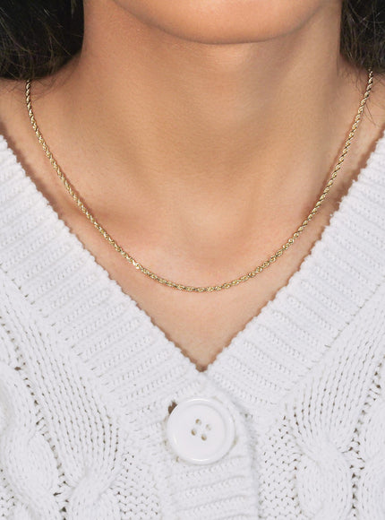 2.25mm 10k Yellow Gold Solid Diamond Cut Rope Chain