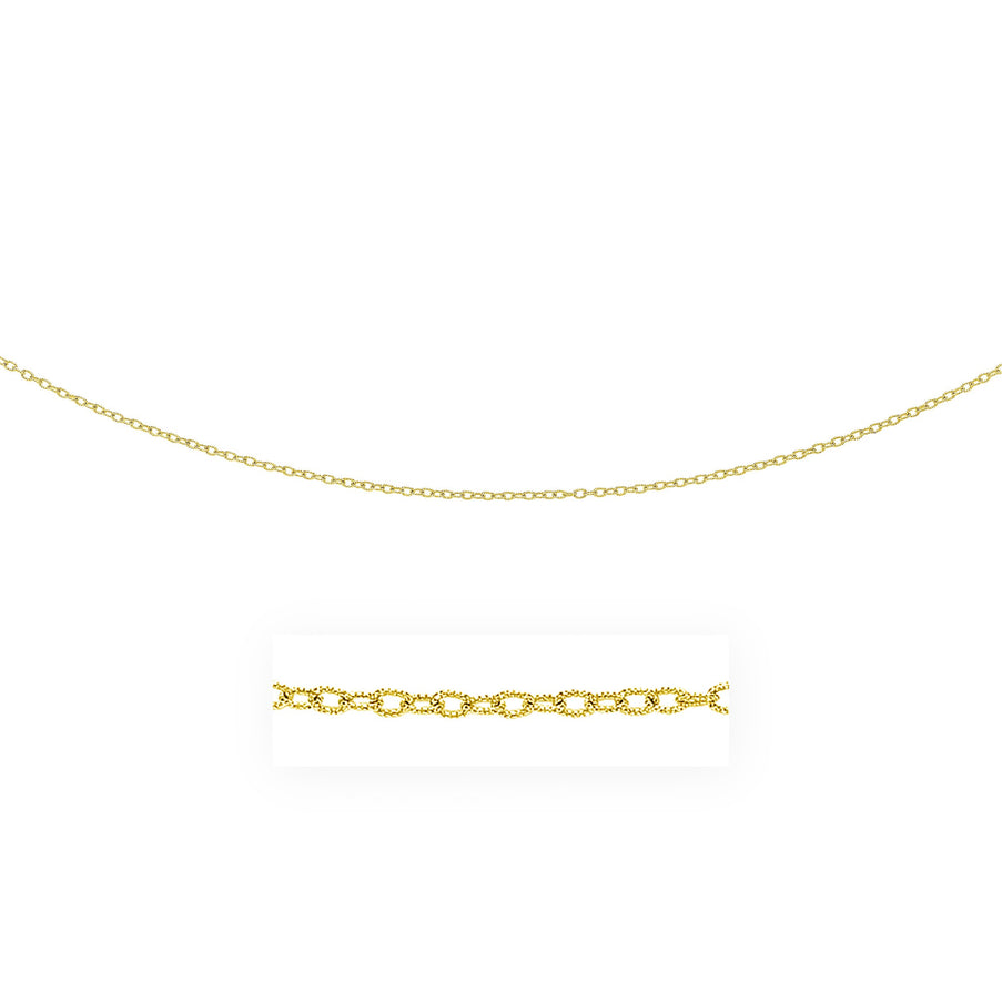 2.5mm 14k Yellow Gold Pendant Chain with Textured Links
