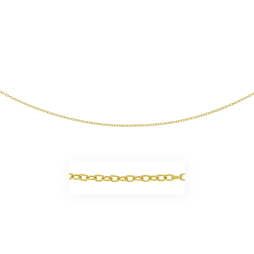 2.5mm 14k Yellow Gold Pendant Chain with Textured Links