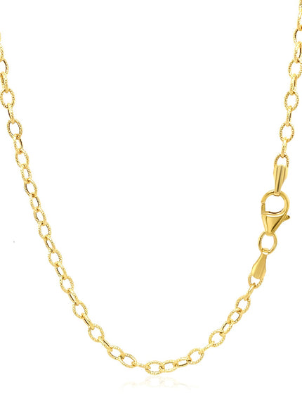 2.5mm 14k Yellow Gold Pendant Chain with Textured Links