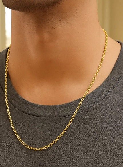 2.5mm 14k Yellow Gold Pendant Chain with Textured Links