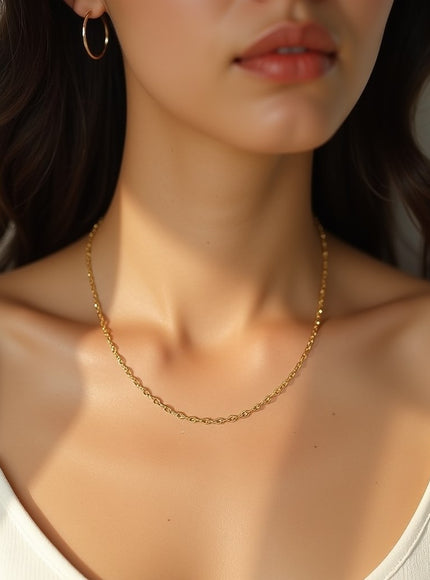 14k Yellow Gold Diamond Cut Cable Link Chain 1.4mm