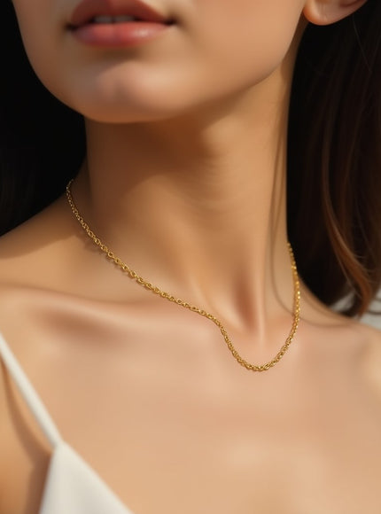 14k Yellow Gold Diamond Cut Cable Link Chain 1.4mm