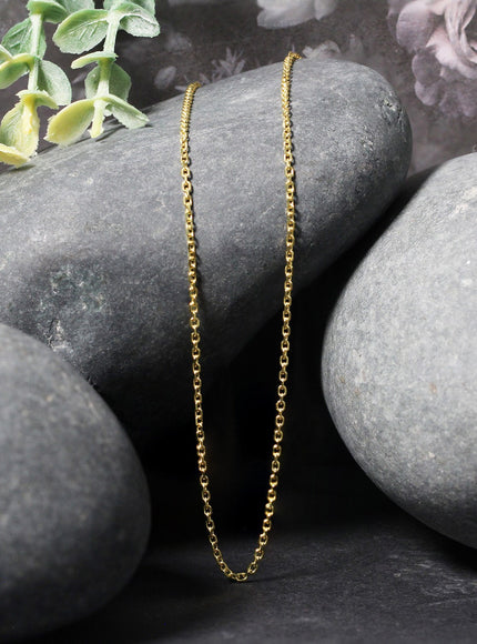 14k Yellow Gold Diamond Cut Cable Link Chain 1.4mm