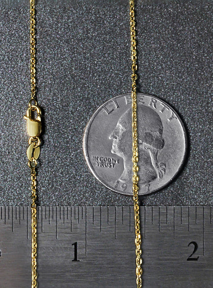 14k Yellow Gold Diamond Cut Cable Link Chain 1.4mm