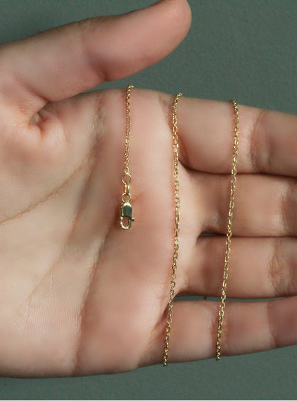 14k Yellow Gold Diamond Cut Cable Link Chain 1.4mm