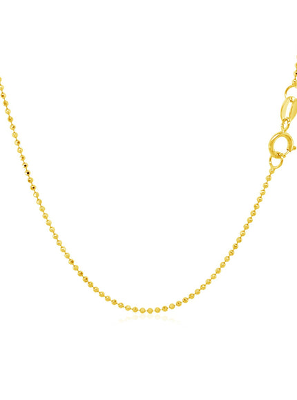 14k Yellow Gold Diamond-Cut Bead Chain 1.0mm