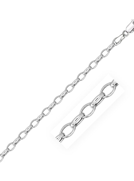 4.6mm 14k White Gold Oval Rolo Bracelet