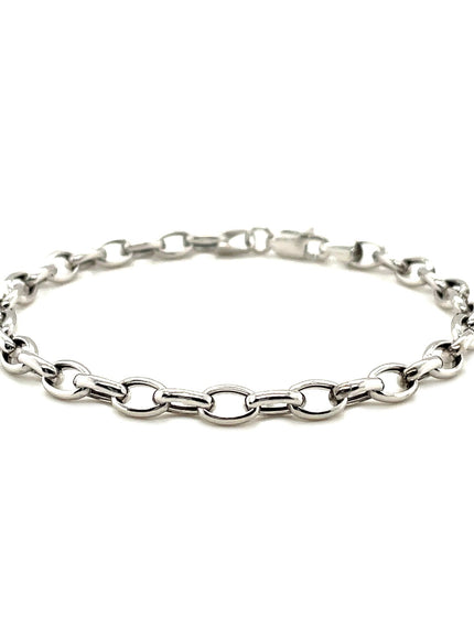 4.6mm 14k White Gold Oval Rolo Bracelet