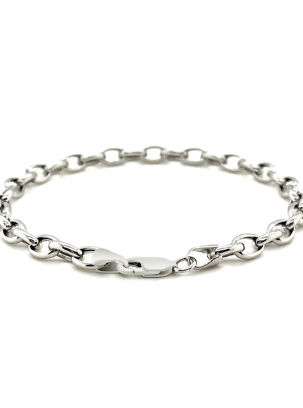4.6mm 14k White Gold Oval Rolo Bracelet