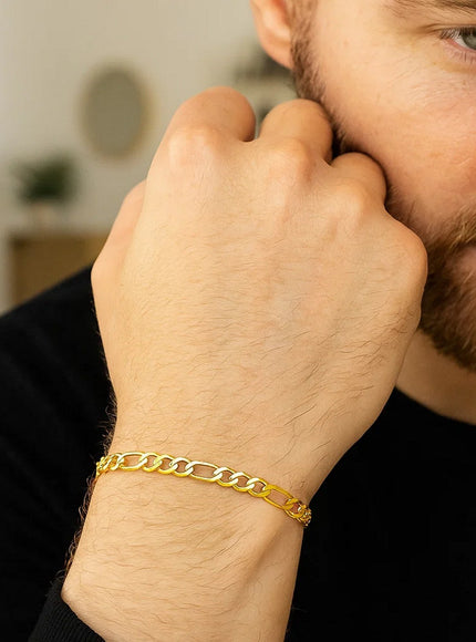 3.8mm 14k Yellow Gold Solid Figaro Bracelet
