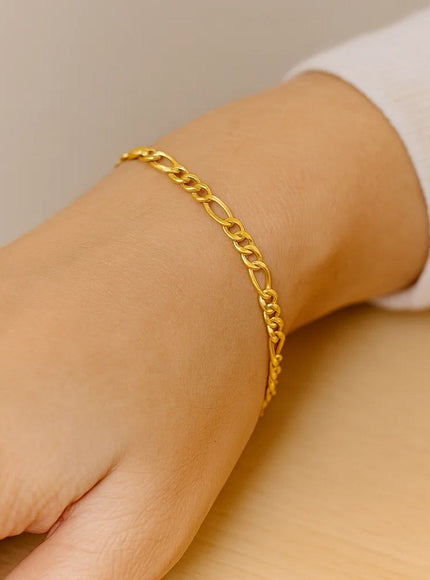 3.8mm 14k Yellow Gold Solid Figaro Bracelet